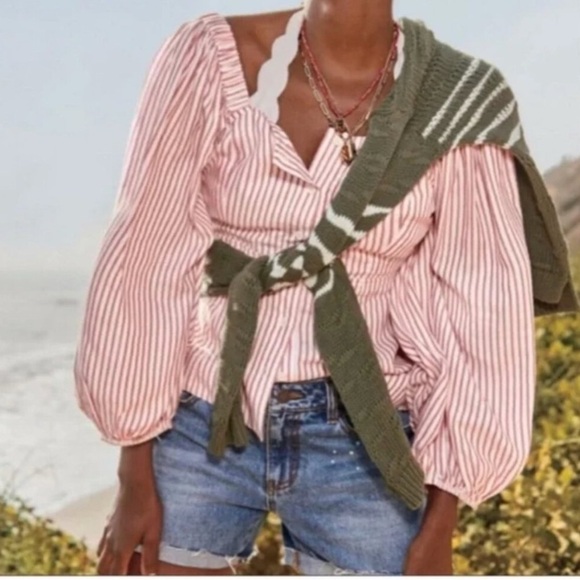 Cabi Pin stripe The Visionary Festive Carnival Blouse size M Style 5890 - Picture 3 of 9